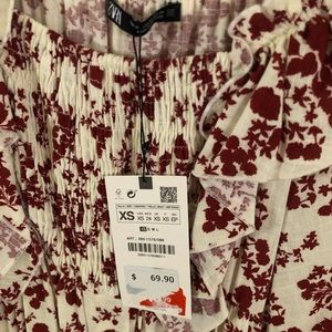 Zara midi dress in red and white floral